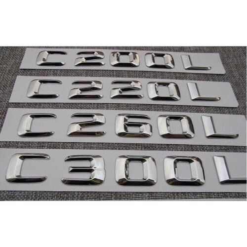 5pcs For Mercedes Benz C63 C43 E55 AMG C180 C200 C220 C300 C320 C350 4MATIC Cla45 Trunk Emblem Badge Chrome Letters Emblems