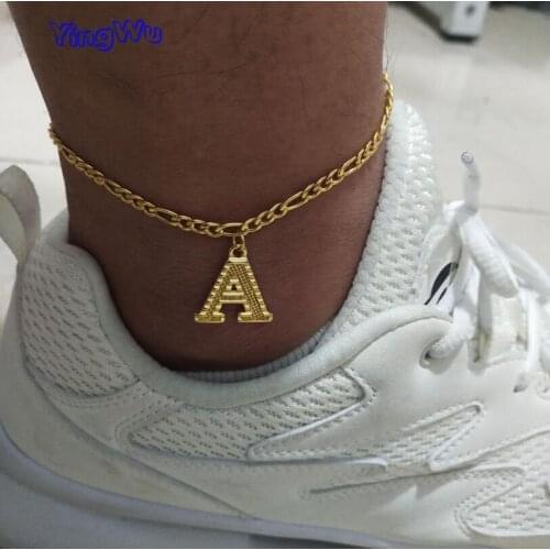 A-Z Initial Letter Anklet For Women Stainless Steel Anklets Bracelets Gold Chain Alphabet Charm Foot Accessories Jewelry