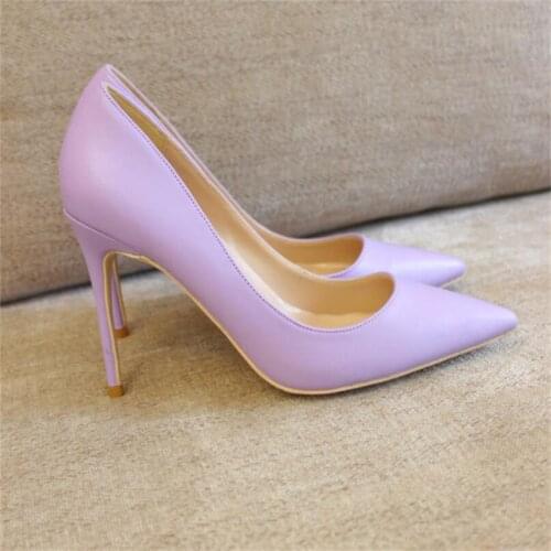 Free shipping fashion women Pumps purple matt leather Pointy toe high heels shoes size33-43 12cm 10cm 8cm Stiletto thin heeled