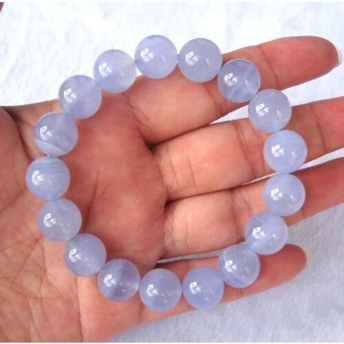 Free Shipping Natural Blue Chalcedony 12.5mm Round Beads Bracelet Women Jewelry Accessories Weddings Parties Birthday Gift