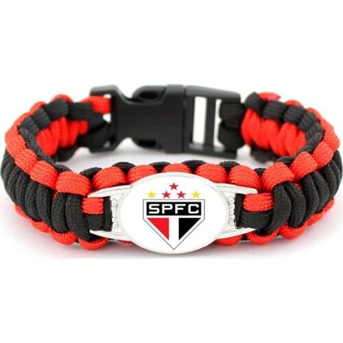Sao Paulo Football Club Brazil Logo Charm Paracord Bracelet 550 Rope Survival Braided Rope Escape Bracelet Dropshipping