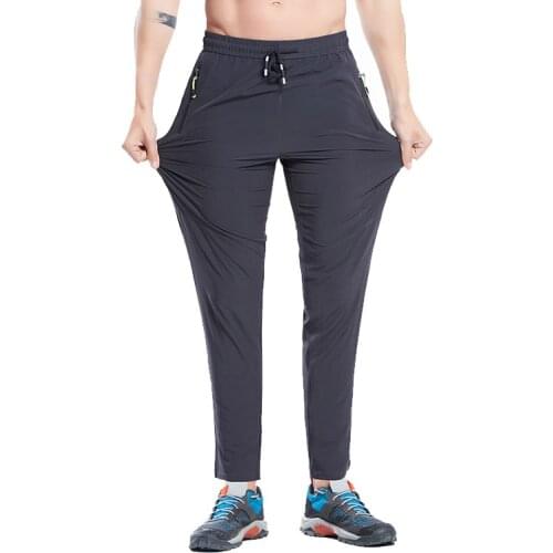 Quick Dry Men Pants Summer Outdoor Thin Elastic Sport Pants Solid Drawstring Waist Trouser for Men Casual Pencil Pants