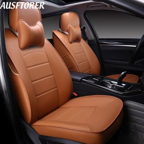AUSFTORER Cowhide Automobiles Seat Covers for Land Rover Velar 2017-2018 Seat Cover Car Cushion Leather Seat Support Accessories
