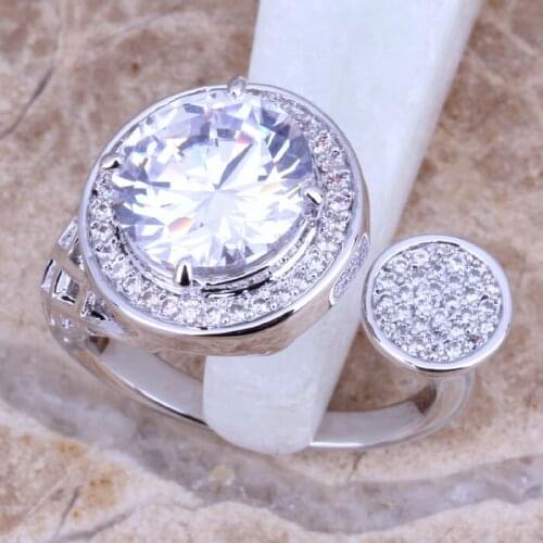 Elegant White CZ Silver Plated Ring Size 6 / 7 / 8 / 9 E260