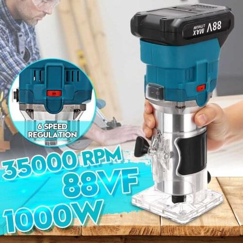35000RPM 1000W Cordless Electric Trimmer Woodworking Engraving Slotting Trimming Milling Machine Wood Router For Makita Battery