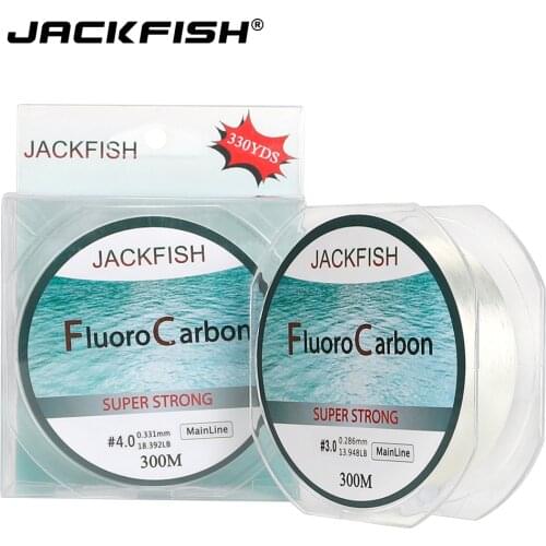 JACKFISH 300M Fluorocarbon Fishing Line 4-32LB Carbon Fiber Leader Line fly fishing line pesca