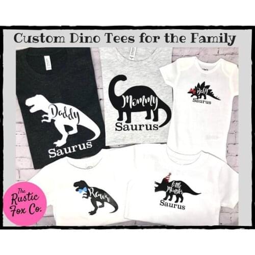 Dinosaur Family Birthday Party T-Shirt Family Matching Outfits Dad Mom and Kids Baby Dinosaur Family Suit T Shirt Gift