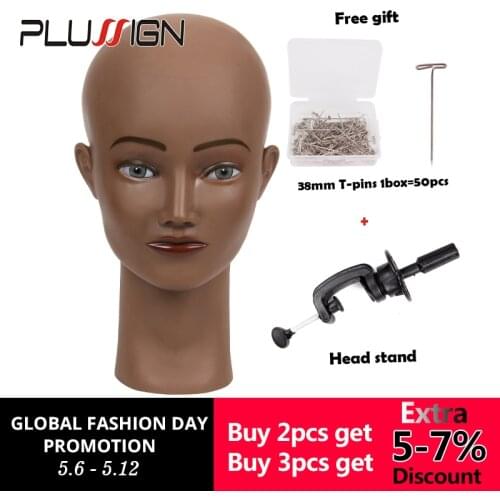 Black Skin White Skin Bald Mannequin Head For Wig Hat Display Salon Female Manikin Model Bald Traning Head For Wig Making