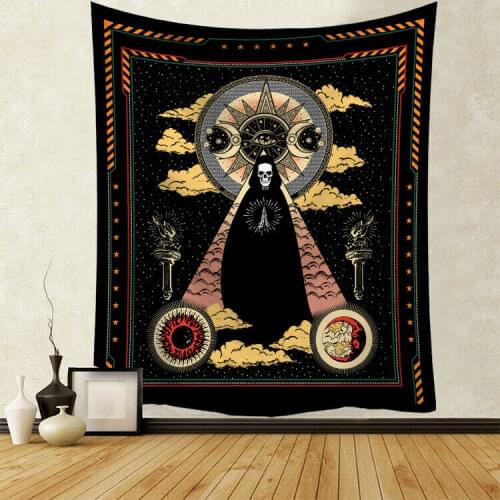 Sun Skull Tapestry Wall Hanging Mandala Tapestry Gothic Bedspread Art Home Decor