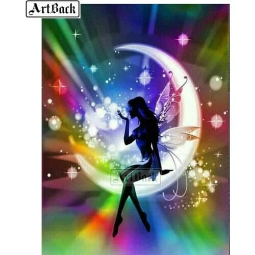 Full square 5d diy diamond painting angel girl moon diamond embroidery rhinestone diamond mosaic decoration kit