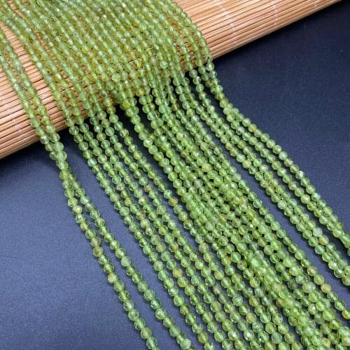 Small Beads Natural Semi-Precious Green Olives Faceted Beads for Ms Jewelry Making Charms DIY Necklace Bracelet Accessories 3mm