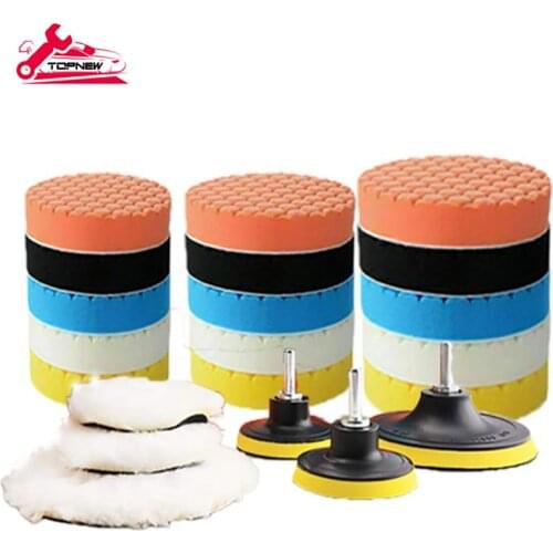 24pcs Wool and Foam Polishing Pads Buffing Pads,Drill Buffing Sponge Pad Buffing Pads For Car Polisher Polishing and Buffing