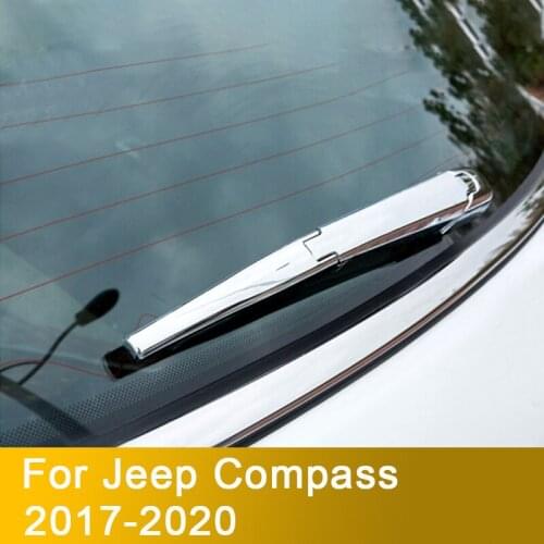 For Jeep Compass 2017 2018 2019 2020 ABS Chrome Rear Trunk Window Wiper Arm Blade Cover Trim Overlay Nozzle Garnish Accessories