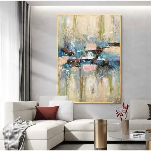 Original oil painting on canvas abstract painting wall decoration for living room modern pictures green large decorative artwork