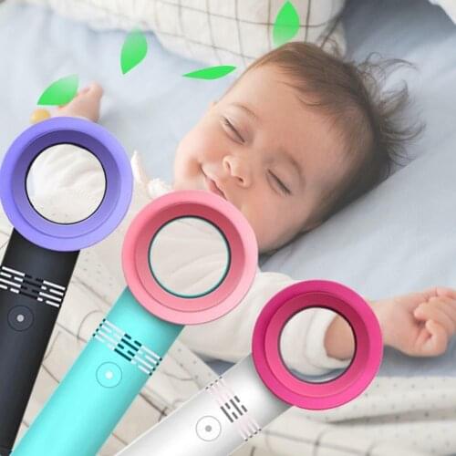 Portable Bladeless Hand Held Cooler Mini USB No Leaf Handy Fan 360 Degrees an Portable Hand Held Cooler Outdoor Office Tools