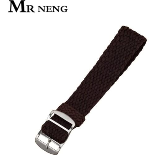 MR NENG 14 16 18 20mm For Perlon Strap Brown Blue Black Colors watchband 22mm Nato Woven Watch Bracelet Strap Wristwatch Band