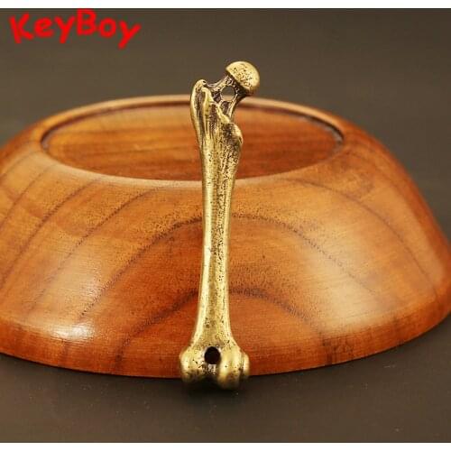 Handmade Bronze Bone Keychains Pendants DIY Key Chain Rings Gold Vintage Punk Men Car Keyring Decorations Fashion Brass Charms