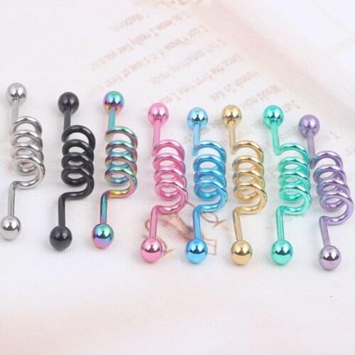 IndustriaL Bar Titanium Industrial Cork Screw Barbell 14G 2pcs Body jewelry Ear Piercing Barbell