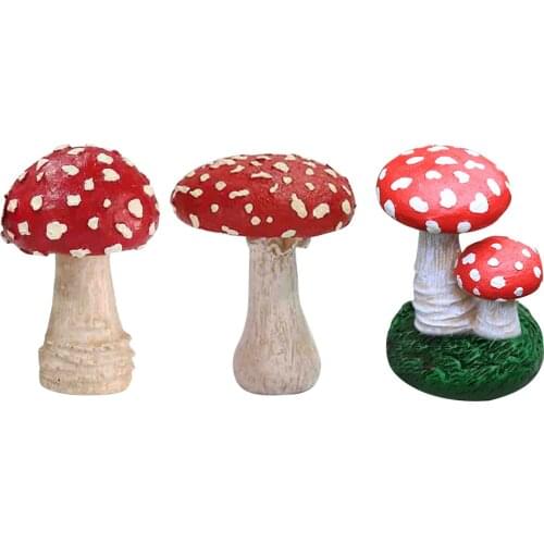 Cute Simulation Resin Mushroom Sculpture Forest Grass Garden Pastoral Decoration Ornaments Desktop Potted Plants Decoration Gift