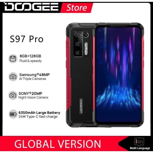 DOOGEE S97 Pro Rugged Phones 40m Laser Ranging 48MP Quad Camera Helio G95 Octa Core 8500mAh 8GB+128GB Smartphone NFC