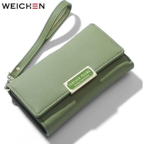 WEICHEN Wristband Women Clutch Wallet Trifold Many Department Wallets Female Purse Lady Purses Coin Pocket Card Holder Carteras