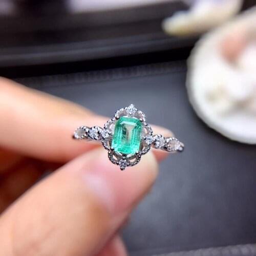 New style green emerald gemstone ring for women jewelry 925 sterling silver natural real gem girl birthday engagement ring gift