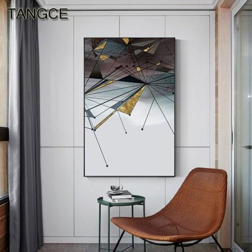 Gold Geometry Blending Poster Print Abstract Canvas Painting Nordic Wall Pictures for Living Room Modern Decoration for Bedroom