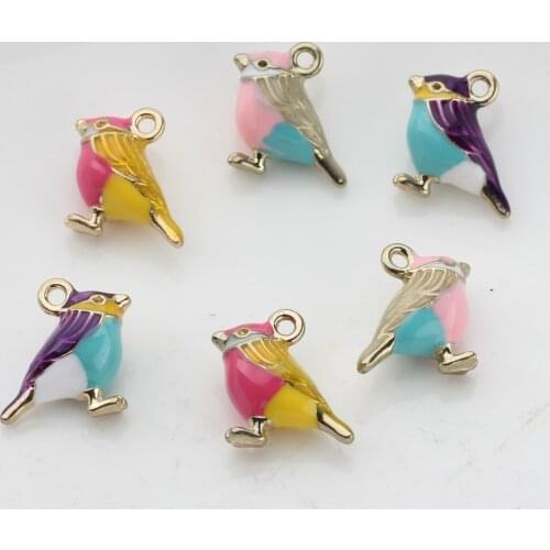 1pcs 9*13mm Alloy Charms Animal 3D Bird Cute Animal Drops Oil Handmade Charms Pendant For DIY Necklace Jewelry Accessories