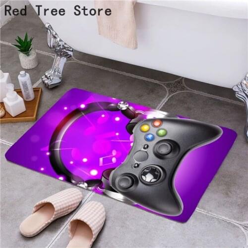 1PC Purple Gamepad Print Doormat Home Decor Bedroom Floor Mat Rug Carpet for Kitchen Toilet None-slip Custom Design Size 40*60