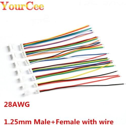 10Sets XH1.25 Male Female Cable With Connector JST 2/3/4/5/6/7/8/9/10 Pin Single Head Plug With 10cm Electronic Wire Connector