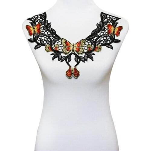 10piece Butterfly Lace Embroidery Collar Lace Neck Patches Lace Motifs Applique Sew On Sticker for Craft Design T1725