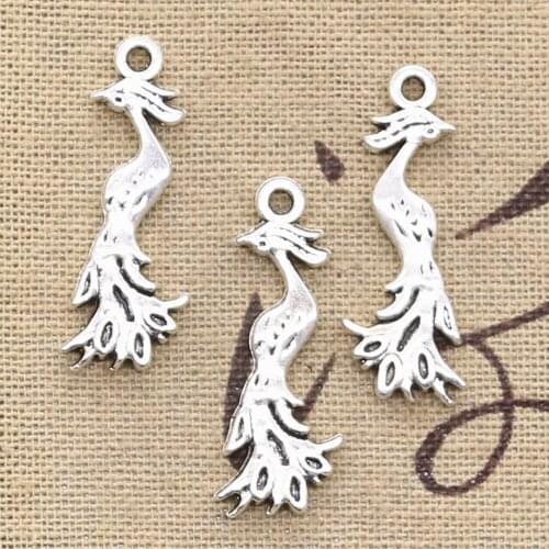 10pcs Charms Double Sided Phoenix 32x13mm Antique Tibetan Pendant Findings Accessories DIY Vintage Choker Handmade Jewelry