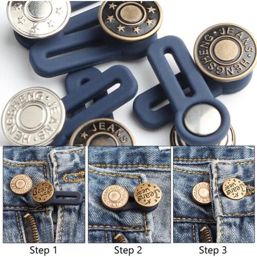 2pcs Hot Sale Denim Jean Waist Extender Button for Men Women with Gold Finished Metal Button DIY Waist Adjustment
