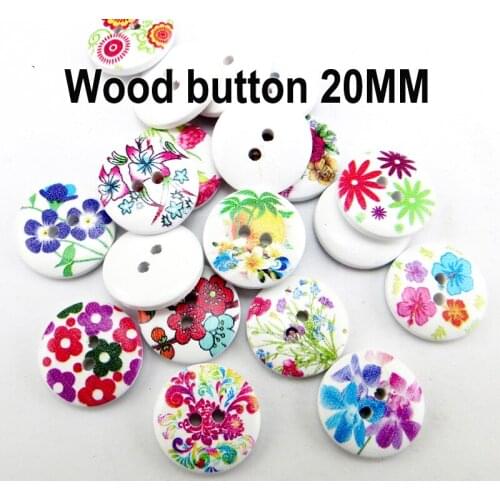 25PCS 20MM Ice Cream Button Flower Painting Wooden Buttons Coat Boots Sewing Clothes Accessory Garment Fits MCB-1029