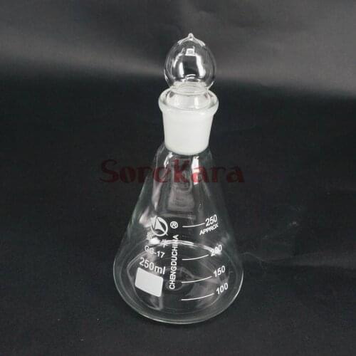 250ml Borosilicate Glass Conical Erlenmeyer Flask with Stopper For Chemistry Laboratory