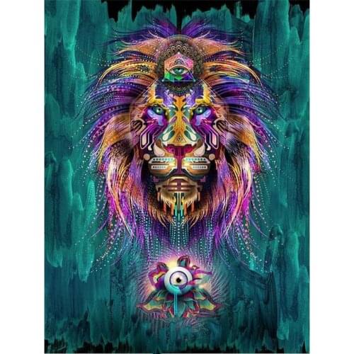 5d diamond painting lion animal color pattern full square drill flower diamond mosaic handicraft 3d round diamond embroidery