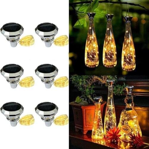 6 Pcs 2m 20 LED Solar Wine Bottle Stopper Lights Solar Fairy Lights For Bottle LED Fairy Lights Solar Bottle Copper Wire Sets