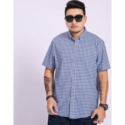 8xl 7xl 6xl Men Shirt Mens Business Casual Shirts 2020 New Arrival Men Famous Brand Clothing Plaid Short Sleeve Camisa Masculina
