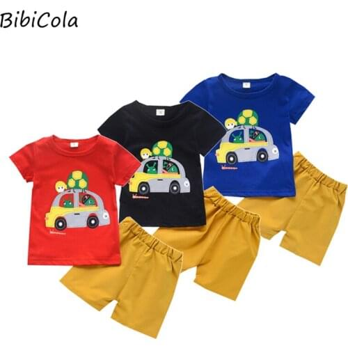 Bebes Tracksuit Infant Newborn Set Summer Newborn Baby Boys Cartoon Set T-shirt+shorts 2pcs Boys Toy Car Style Clothing