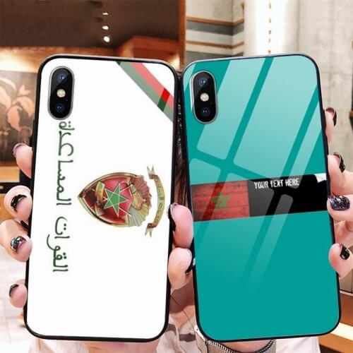Morocco Flag Coat Of Arms Phone Case Tempered glass for iPhone 11 12 mini pro XS MAX 8 7 Plus X XS XR