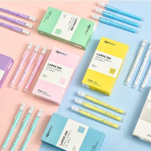 4PCS/Lot 0.5MM Solid Black Ink Gel Pens Journaling DIY Test Drawing Writing School Students Stationary Office Supplies Gifts