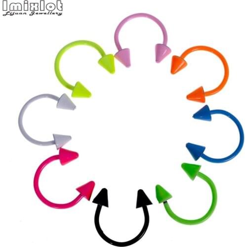 8pcs Steel Anodized Cone Circular Barbell Lip Nose Rings Piercing Colorful Horseshoe Helix Piercings Fashion Body Jewelry