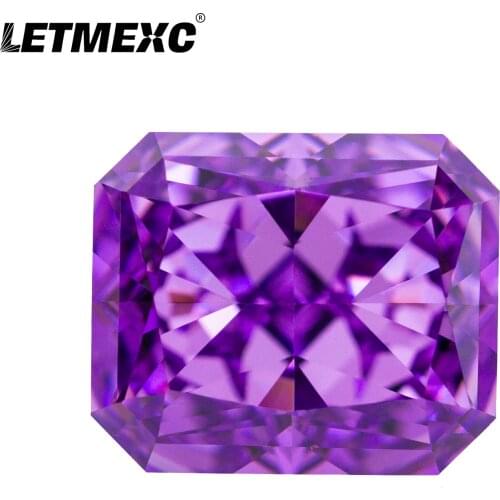 Letmexc Lavendar High Carbon Diamond Lab Zircon Cubic Zirconia Radiant Octagon Crushed Ice Cut 4K 5A+ Quality for Custom Jewelry