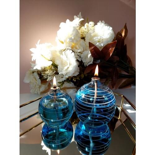 Viyale Store Moire Glass Oil Lamp Dual Set