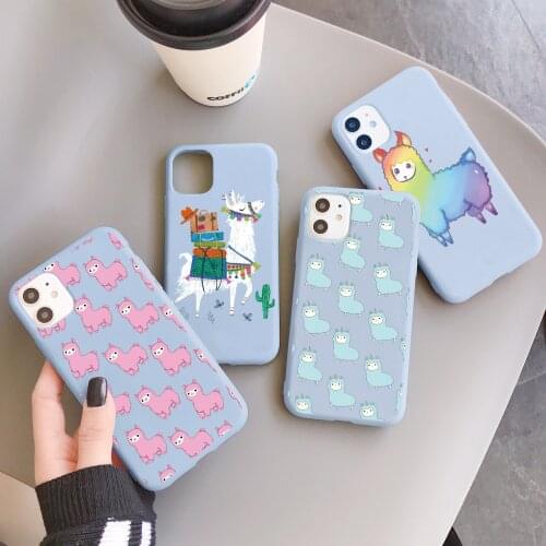 Cute Llama Alpaca Pattern Phone Funda For iPhone 7 8 SE 2020 13 12 Mini 11 Pro X XR XS Max 6 6S 5 5S SE Plus Soft Silicone Cases