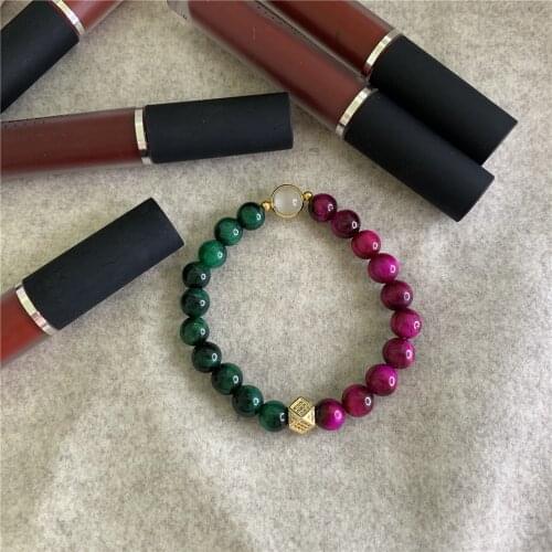 Cute/Romantic New Style Natural Tiger Eye Stone 8mm Round Beads Bracelet Women Jewelry Chain Gift Holiday Gift 7.5inch Y855