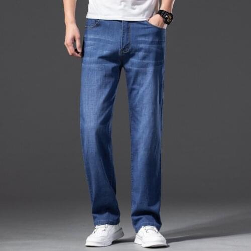Mens Classic Business Casual Fitted Straight Leg Comfortable Cotton Stretch Spring New Jeans Fashion Brand Jeans