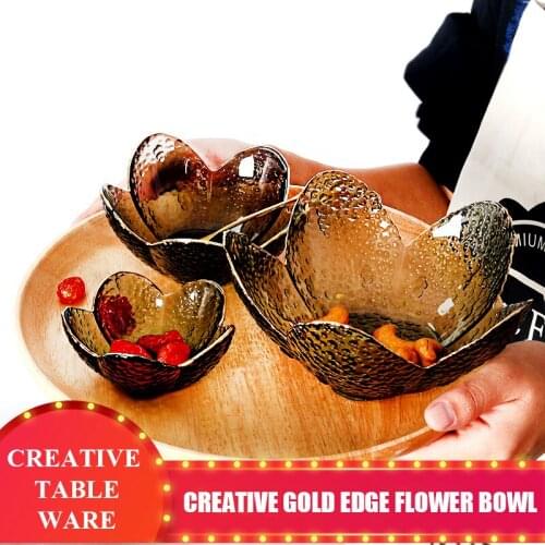 Creative New Soot Ash Phnom Penh Petal Bowl New Transparent Household Fruit Snacks Glass Bowl Creative Tableware