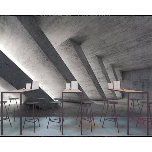 Beibehang Custom Mural Wallpaper 3D retro industrial wind cement gray wall extension space wallpaper restaurant papel de parede