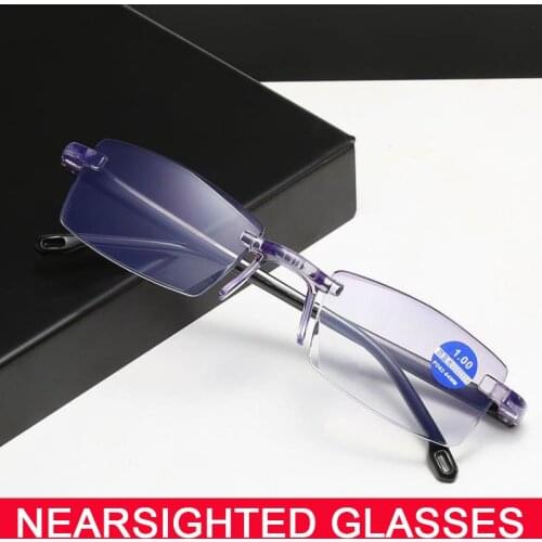 Fashion New Anti Blue Light Reading Eyeglasses Blocking Rimless Eyewear Anti-fall Presbyopic Glasses Diopter Dimond +1.0 To +4.0